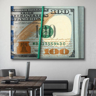 100 USD Bill Motivational Poster in Framed Canvas With Inspiring Quotes in Large Size for Office and Startups. - Khirki.in