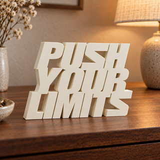 Push Your Limits desk letters in a home setting