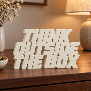 Think Outside the Box desk letters in a home setting