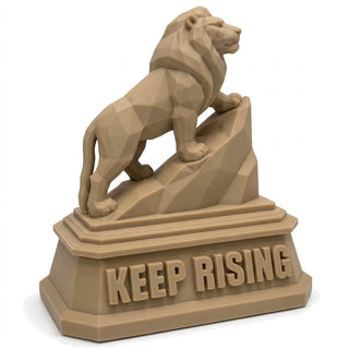 Keep Rising (Lion) desk trophy, Sandstorm finish