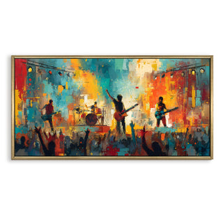 Outdoor Rock Concert with Fireworks – Large HD Canvas Painting for Wall, Joyful Performance in Layered – Ready to Hang – Size: 4 Ft x 2 Ft (MUS004)