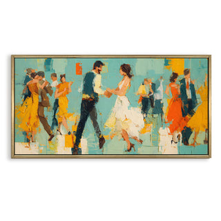 Rhythm in Color – Romantic Scene Wall Art, HD Canvas Print, Golden Floater Framed, Ready to Hang, (24 In x 48 In) (COWA04)