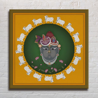 Traditional Indian Pichwai Wall Art Canvas Painting For Home Decor Ready To Hang (PWA03).