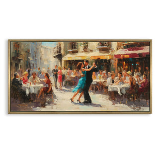 Café de Romance – Dancing in the Midday Light Wall Art, HD Canvas Print, Golden Floater Framed, Ready to Hang, (4ft x 2ft) (EURWA001)