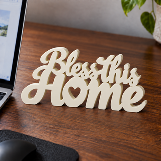 Bless This Home desk letters on an office desk