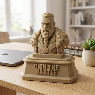 Own the Battle (Warrior) desk trophy on a home office desk