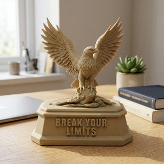 Break Your Limits (Eagle) desk trophy on a home office desk