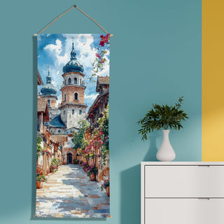 Travel Wall Hanging Tapestry. Thick fabric, Ready to Hang Wall Décor. Size 24 In x 60 In. (TRVLTPS005)