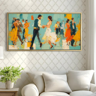 Rhythm in Color – Romantic Scene Wall Art, HD Canvas Print, Golden Floater Framed, Ready to Hang, (24 In x 48 In) (COWA04)