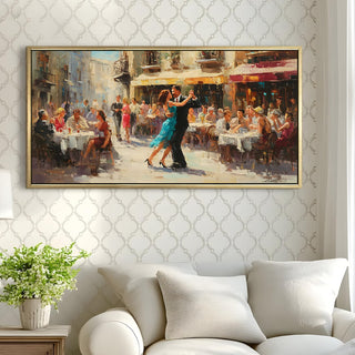Café de Romance – Dancing in the Midday Light Wall Art, HD Canvas Print, Golden Floater Framed, Ready to Hang, (4ft x 2ft) (EURWA001)