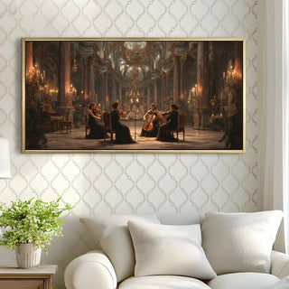 Classical Quartet in Grand Hall Wall Art, HD Canvas Print, Golden Floater Framed, Ready to Hang, (4 ft x 2 ft) (MUS008)
