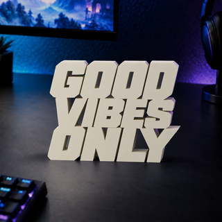 Good Vibes Only desk letters on a gaming desk