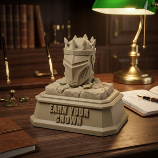 Earn Your Crown (Knight) desk trophy on an executive desk