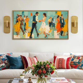 Rhythm in Color – Romantic Scene Wall Art, HD Canvas Print, Golden Floater Framed, Ready to Hang, (24 In x 48 In) (COWA04)