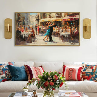 Café de Romance – Dancing in the Midday Light Wall Art, HD Canvas Print, Golden Floater Framed, Ready to Hang, (4ft x 2ft) (EURWA001)