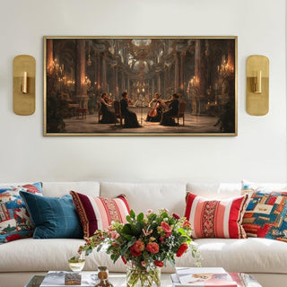 Classical Quartet in Grand Hall Wall Art, HD Canvas Print, Golden Floater Framed, Ready to Hang, (4 ft x 2 ft) (MUS008)