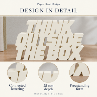 Think Outside the Box desk letters design in detail