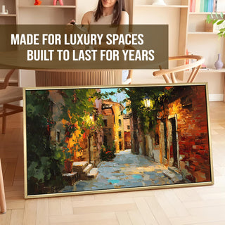 European Street Wall Art, HD Canvas Print, Golden Floater Framed, Ready to Hang, (24 In x 48 In). (EURP-WA-63)