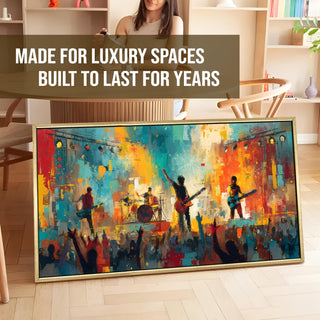 Outdoor Rock Concert with Fireworks – Large HD Canvas Painting for Wall, Joyful Performance in Layered – Ready to Hang – Size: 4 Ft x 2 Ft (MUS004)
