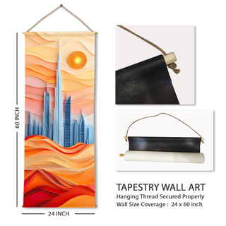 Travel Wall Hanging Tapestry. Thick fabric, Ready to Hang Wall Décor. Size 24 In x 60 In. (TRVLTPS009)