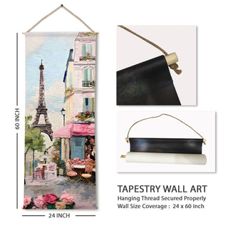 Travel Wall Hanging Tapestry. Thick fabric, Ready to Hang Wall Décor. Size 24 In x 60 In. (TRVLTPS007)
