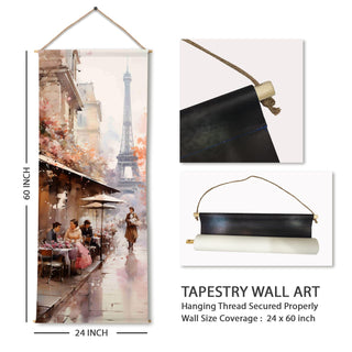 Travel Wall Hanging Tapestry. Thick fabric, Ready to Hang Wall Décor. Size 24 In x 60 In. (TRVLTPS004)