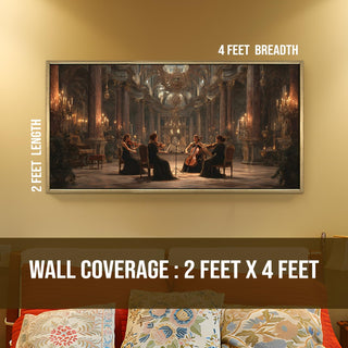 Classical Quartet in Grand Hall Wall Art, HD Canvas Print, Golden Floater Framed, Ready to Hang, (4 ft x 2 ft) (MUS008)