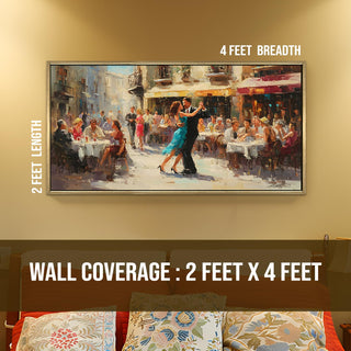 Café de Romance – Dancing in the Midday Light Wall Art, HD Canvas Print, Golden Floater Framed, Ready to Hang, (4ft x 2ft) (EURWA001)