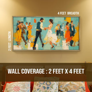 Rhythm in Color – Romantic Scene Wall Art, HD Canvas Print, Golden Floater Framed, Ready to Hang, (24 In x 48 In) (COWA04)