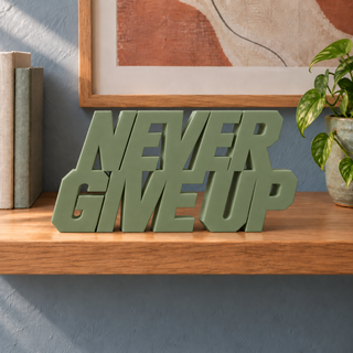 Never Give Up desk letters in Army Green