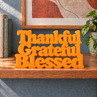 Thankful Grateful Blessed desk letters in Orange