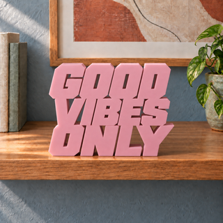 Good Vibes Only desk letters in Sakura Pink