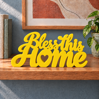Bless This Home desk letters in Yellow