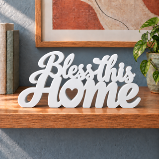Bless This Home desk letters in White