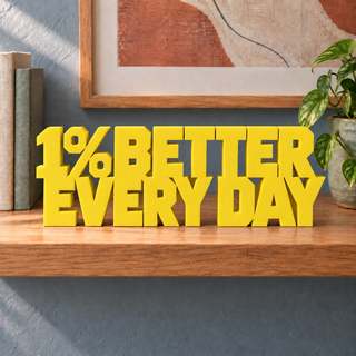 1% Better Every Day desk letters in Yellow
