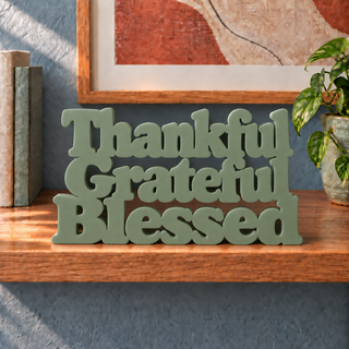 Thankful Grateful Blessed desk letters in Army Green
