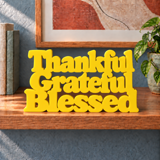Thankful Grateful Blessed desk letters in Yellow