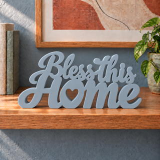 Bless This Home desk letters in Light Gray