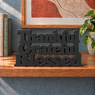 Thankful Grateful Blessed desk letters in Black