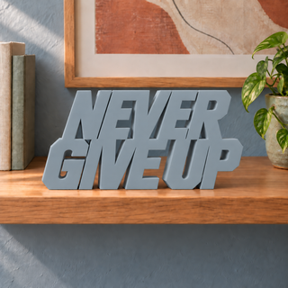 Never Give Up desk letters in Light Gray