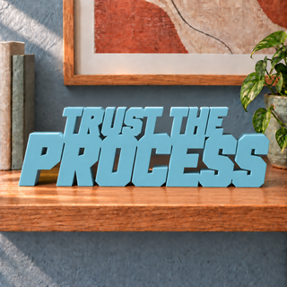 Trust the Process desk letters in Teal Blue