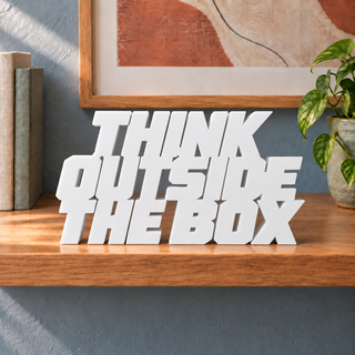 Think Outside the Box desk letters in White