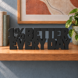 1% Better Every Day desk letters in Black