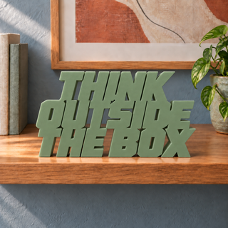 Think Outside the Box desk letters in Army Green