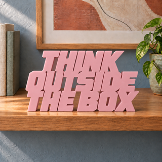 Think Outside the Box desk letters in Sakura Pink