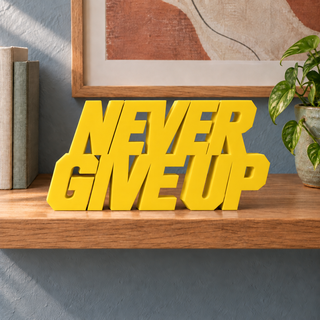 Never Give Up desk letters in Yellow