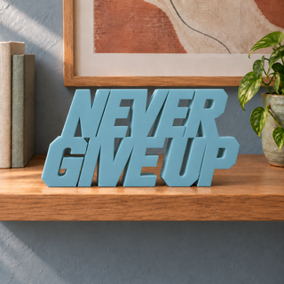 Never Give Up desk letters in Teal Blue