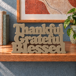Thankful Grateful Blessed desk letters in Sandstorm
