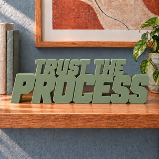 Trust the Process desk letters in Army Green