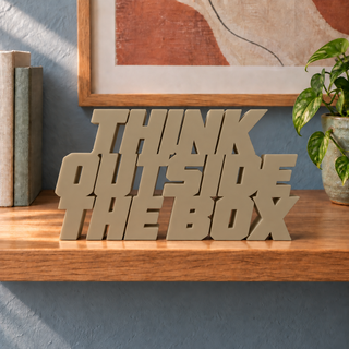 Think Outside the Box desk letters in Sandstorm